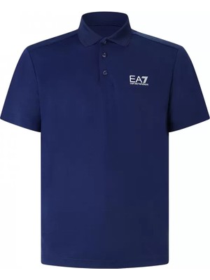 EA7 Erkek Kısa Kollu Polo Yaka Düğme Kapamalı Mavi Polo Yaka T-Shirt 7M000180 AF13530-UB107