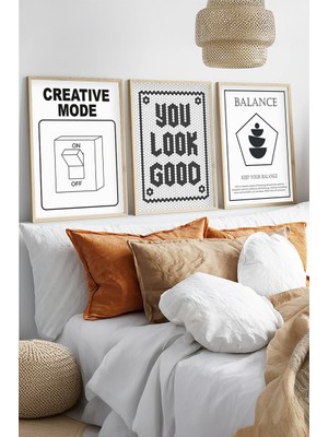 Huhuli Ahşap Çerçeveli 3'lü Creative Mode Tablo Seti HUHU569