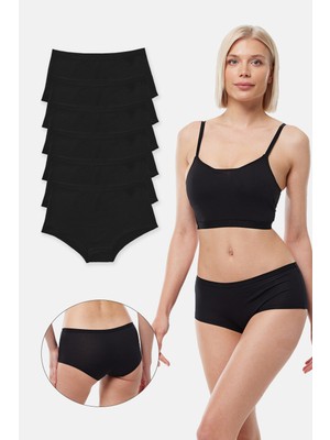 Malabadi Kadın Siyah 6 Lı Paket Geniş Kenarlı Iz Yapmayan Modal Külot 1906