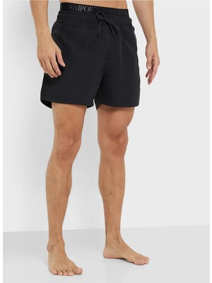 Emporio Armani Erkek Şerit Detaylı Bağcıklı ve Lastikli Siyah Mayo EM000686 AF12329-UC001