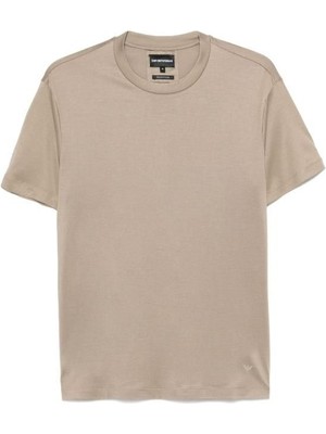 Emporio Armani Erkek Pamuklu Jersey Kumaş Marka Logolu Bej T-Shirt 8N1TE8 1JUVZ-U6167