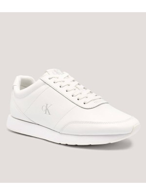 Calvin Klein Erkek Kalın Rahat Taban Bağcıklı Deri Beyaz Sneaker YM0YM01355-0K4