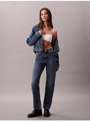 Calvin Klein Kadın Normal Kesim Düz Paça Denim Lacivert Jeans LV047D743G-YYG