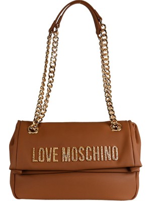 Love Moschino Kadın Deri Metal Toka Kapamalı Ayarlanabilir Kayış Kahverengi Omuz Çantası JC4308PP0NKD0-20A