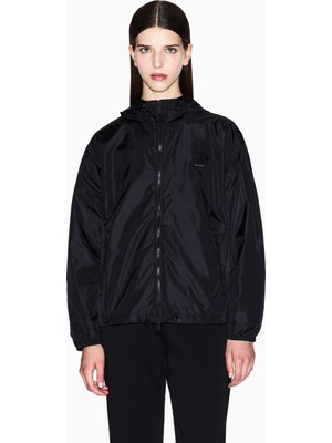 Armani Exchange Kadın Normal Kalıp Kapüşonlu Beli Lastikli Uzun Kollu Rüzgarlık Siyah Ceket XW000955 AF12285-UC001