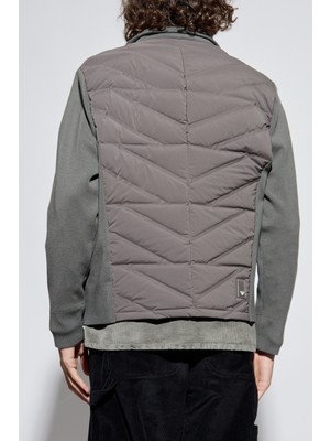 Emporio Armani Erkek Kuş Tüyü Dolgulu Kapitone Desenli Örme Kol Detaylı Gri Ceket EM003426 AF17823-U8143