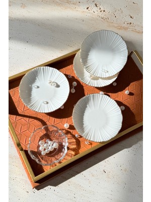 PremiumPort 4'lü Krem Porselen Reçellik ve Lokumluk Kase Seti, Şık ve Zarif Tasarım