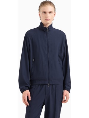 Emporio Armani Erkek Dokulu Kumaş Dik Yaka Normal Kalıp Uzun Kollu Lacivert Ceket EM001364 AF14076-UB118