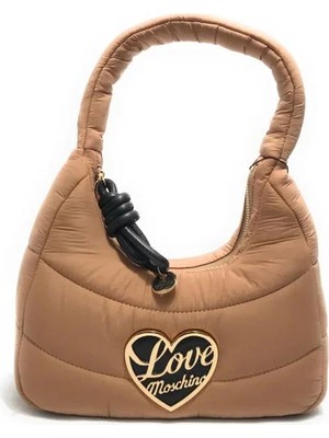 Love Moschino Kadın Kumaş Kapitoneli Metal Tokalı Fermuar Kapama Kahverengi Omuz Çantası JC4349PP0NKY1-10A
