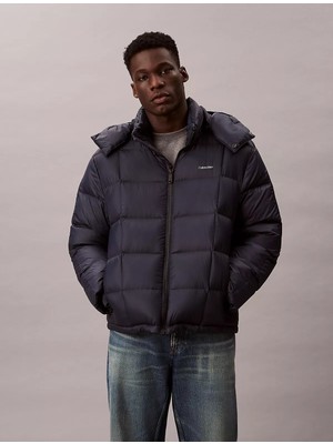 Calvin Klein Erkek Ördek Tüyü Dolgulu Yalıtımlı Çıkarılabilir Kapüşonlu Uzun Kollu Lacivert Mont LV04RD508G-CEF