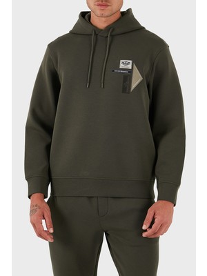 Emporio Armani Erkek Kapşonlu Yaka Uzun Kol Pamuklu Regular Fit Yeşil Sweatshirt EM003587 AF10013-U8120
