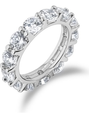 Spossy Silver Jewelry Yuvarlak Taşlı Tam Tur Yüzük