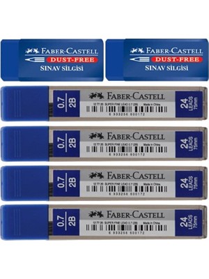Faber-Castell 0.7 Uç Mekanik Kurşun Kalem Seti Mavi Renk 4 Adet Uç ve Silgi İçerir