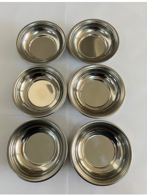 PremiumPort Paslanmaz Çelik 15 cm Yemek Tabağı, 6'lı Paket, Parlak ve Dayanıklı