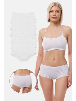 Malabadi Kadın Beyaz 6 Lı Paket Geniş Kenarlı Iz Yapmayan Modal Külot 1906