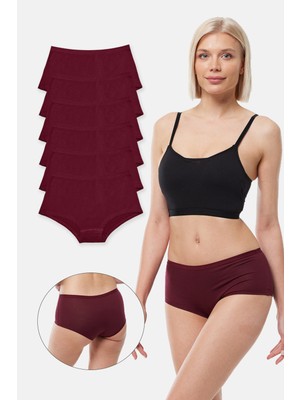 Malabadi Kadın Bordo 6 Lı Paket Geniş Kenarlı Iz Yapmayan Modal Külot 1906