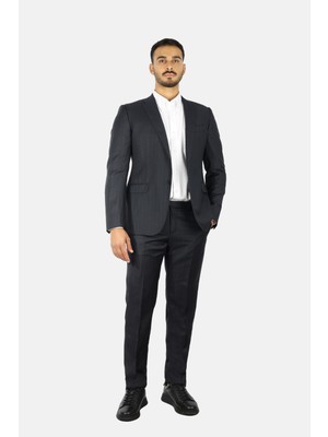 Emporio Armani Erkek %100 Saf Yün Normal Kalıp Astarlı Siyah Takım Elbise EM000478 TE16849-OB003