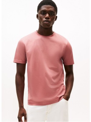 Tommy Hilfiger Erkek Normal Kalıp Yuvarlak Yakalı Pamuklu Kısa Kollu Pembe T-Shirt MW0MW39779-TI0
