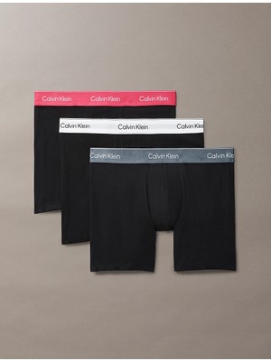 Calvin Klein Erkek Pamuklu Beli Lastikli Slim Fit 3'lü Paket Siyah Boxer LV00NB4394-3VO