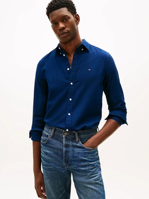 Tommy Hilfiger Erkek %100 Pamuklu Slim Fit Uzun Kollu Lacivert Gömlek MW0MW41684-DCC