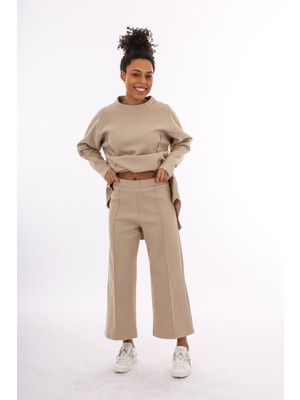 By Özlem Yazan Kaşe Kumaş Rahat Kalıp Kadın Pantolon