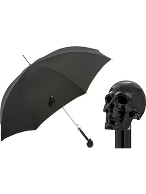 Pasotti Siyah Kafatası Saplı Siyah Şemsiye Otomatik Açma - %100 Polyester - Emaye Reçine Sap Uzunluk: 95 Cm - Çap: 110 Cm