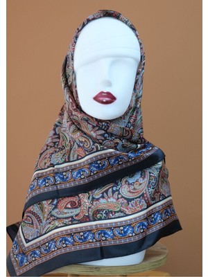 Sinem Picasso Hibrit Dijital Kristal Eşarp Siyah