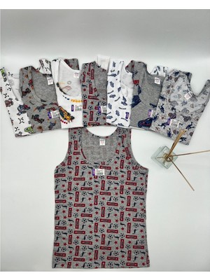 Sedef Yıldızı Sedef 1086 Erkek Çocuk Penye Desenli Atlet 3-4-5-6