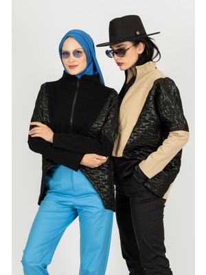 By Özlem Yazan Asimetrik Kapitone Detaylı Fermuarlı Ceket