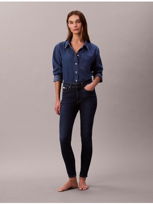 Calvin Klein Kadın Skinny Fit Yüksek Bel Dar Paça Pamuklu Esnek Denim Lacivert Pantolon LV047B772G-R7C