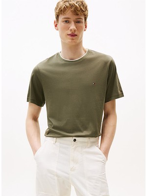 Tommy Hilfiger Erkek Kısa Kol Bisiklet Yaka Pamuklu Düz Model Yeşil T-Shirt MW0MW39368-PLI