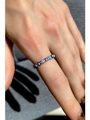 Spossy Silver Jewelry Lacivert-Mavi Mineli Tam Tur Yüzük