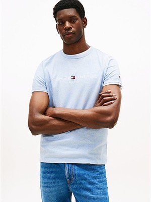 Tommy Hilfiger Erkek Dokuma Kumaş Kısa Kol Düz Model Mavi1 T-Shirt MW0MW11797-DS9