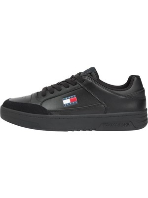 Tommy Hilfiger Erkek Kalın Topuk Desenli Bağlamalı Rahat Kalıp Siyah Sneaker EM0EM01660-BDS