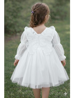 Bes Trend Kız Çocuk Melek Kanatlı Özel Gün Party Elbise 1-5 Yaş