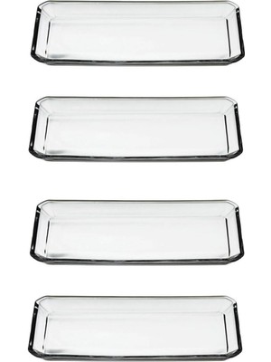 PremiumPort Kristal Cam Servis Tabağı Seti, 4'lü, Şık ve Zarif Sunum Için Mükemmel