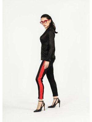 By Özlem Yazan Saten Dokulu Yan Piliseli Havuç Kesim Pantolon