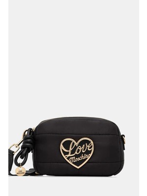 Love Moschino Kadın Metal Logo Fermuar Kapama Deri Kısa Kulp Siyah Omuz Çantası JC4352PP0NKY1-00A
