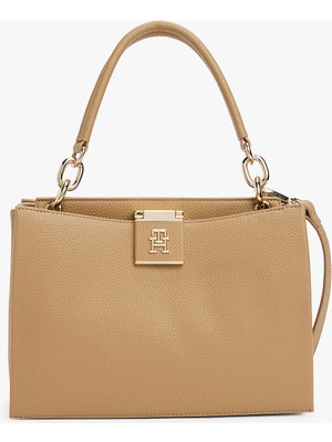 Tommy Hilfiger Kadın Metal Tokalı Çıkarılabilir Uzun Askılı Bej Omuz Çantası AW0AW17190-RBC
