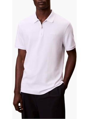 Calvin Klein Erkek Pamuklu Regular Fit Uzun Kollu Polo Yaka Beyaz T-Shirt LV04LE255G-YAF