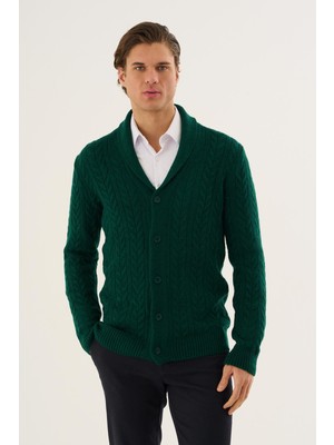 Erkek Şal Yaka Düğmeli Hırka