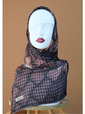 Sinem Picasso El Dikişli Hibrit Digital Kristal Eşarp Kahve