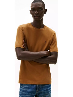 Tommy Hilfiger Erkek Yuvarlak Yaka Regular Fit Pamuklu Kısa Kollu Kahverengi T-Shirt MW0MW37508-GWP