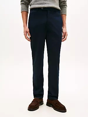Tommy Hilfiger Erkek Rahat Esnek Kumaş Yarı Elastik Bel Bantlı Düz Paça Lacivert Pantolon MW0MW41787-C1G