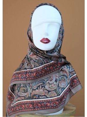 Sinem Picasso Hibrit Dijital Kristal Eşarp Kahve