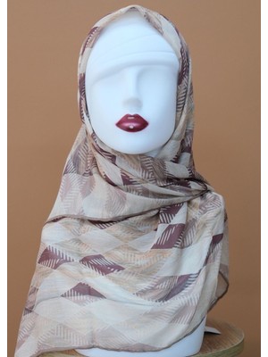 Sinem Monalisa Eldikişli Digital Bambu Eşarp Koyu Vizon