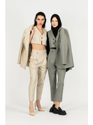 By Özlem Yazan Suit Dokuma Astarlı Düğmeli Blazer Ceket