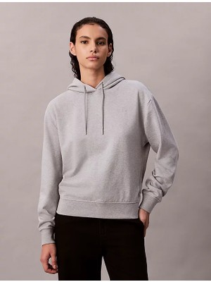 Calvin Klein Kadın Regular Fit Ck Logo Işlemeli Kapüşonlu Uzun Kollu Gri Sweatshirt LV047C224G-P79