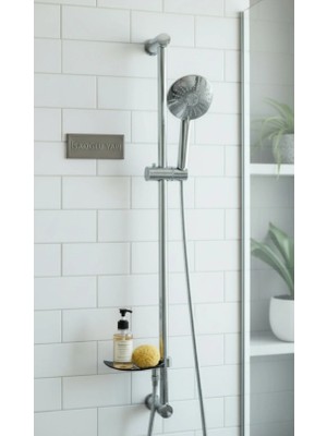 İsaoğlu Yapı Duş Sistemi Yuvarlak Oval Tasarım Sürgülü Duş Başlığı Seti Silver Gümüş Krom Renk