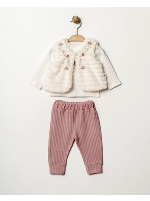 Elçi Kız Bebek Kürk Yelekli 3 Parça Takım –yumuşak Dokulu, Günlük & Özel Gün